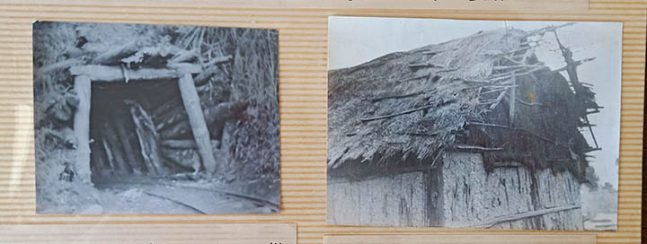 左图为残留的羊桥箐矿井，，，，，，，后被外地农民修复开采。。。。。。。。右图为残留的工棚。。。。。。。。.jpg